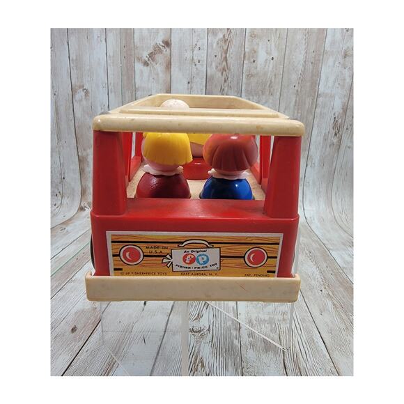 Vintage Fisher Price Little People Mini Bus & 5 Little People - Picture 5 of 6